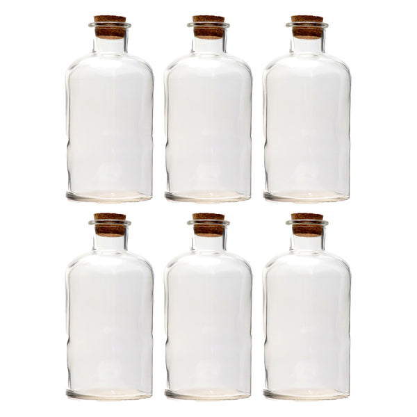 REGENT GLASS ROUND BOTTLE WITH CORK LID 6 PACK, 550ML