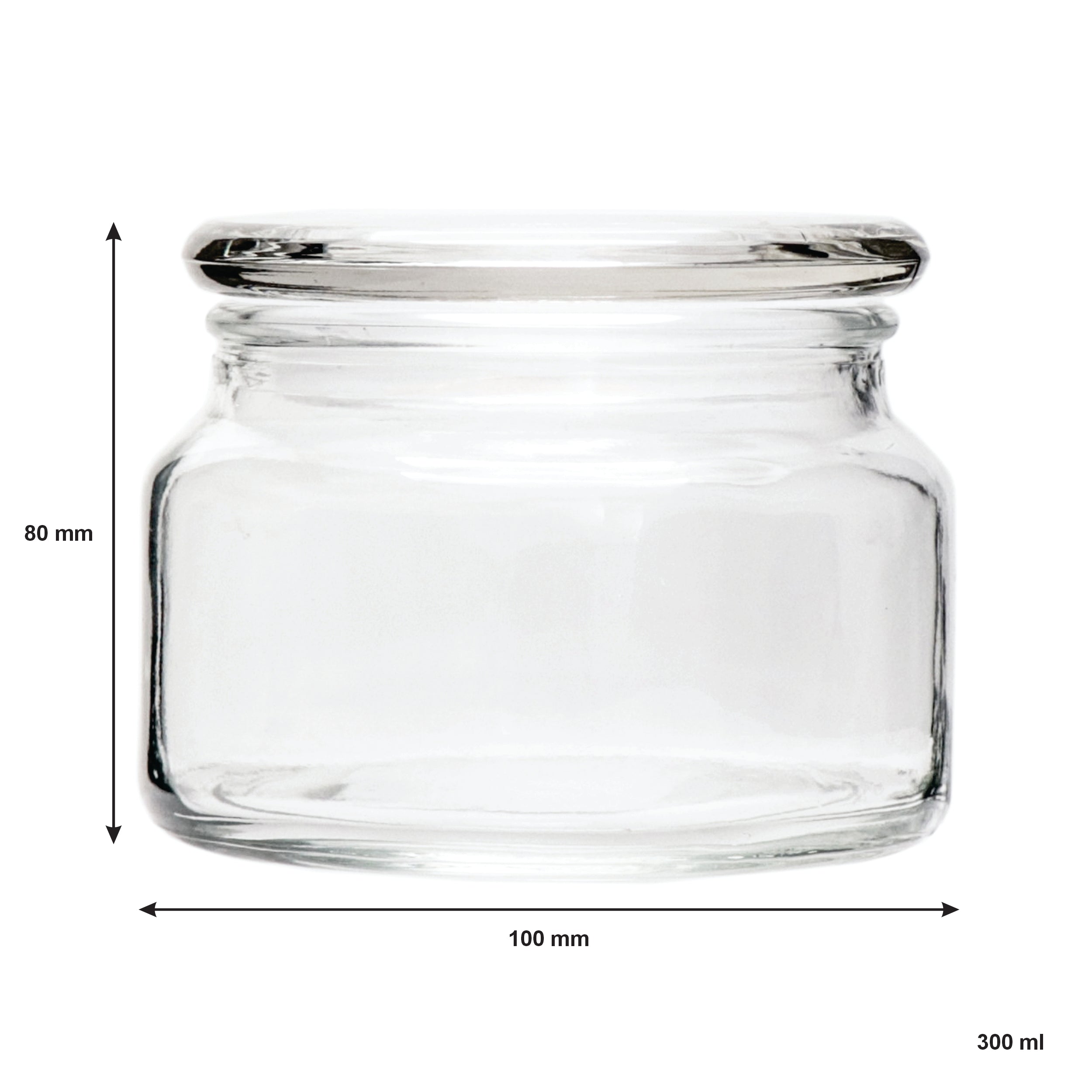REGENT GLASS ROUND JAR WITH GLASS LID, 300ML