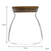 REGENT BOROSILICATE SHAPED GLASS JAR WITH BAMBOO LID, 650ML
