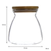 REGENT BOROSILICATE SHAPED GLASS JAR WITH BAMBOO LID, 650ML (110MM DIAX120MM)