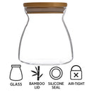 REGENT BOROSILICATE SHAPED GLASS JAR WITH BAMBOO LID, 650ML