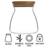 REGENT BOROSILICATE SHAPED GLASS JAR WITH BAMBOO LID, 650ML