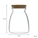 REGENT BOROSILICATE SHAPED GLASS JAR WITH BAMBOO LID, 1LT (115MM DIAX160MM)