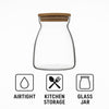 REGENT BOROSILICATE SHAPED GLASS JAR WITH BAMBOO LID, 1L