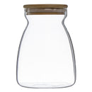 REGENT BOROSILICATE SHAPED GLASS JAR WITH BAMBOO LID, 1LT (115MM DIAX160MM)