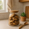REGENT BOROSILICATE SHAPED GLASS JAR WITH BAMBOO LID, 1L