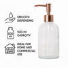 REGENT GLASS ROUND SOAP DISPENSER WITH ROSE GOLD PLASTIC PUMP, 400ML