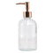 REGENT GLASS ROUND SOAP DISPENSER WITH ROSE GOLD PLASTIC PUMP, 400ML