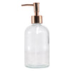 REGENT GLASS ROUND SOAP DISPENSER WITH ROSE GOLD PLASTIC PUMP, 400ML