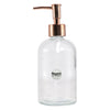 REGENT GLASS ROUND SOAP DISPENSER WITH ROSE GOLD PLASTIC PUMP, 400ML