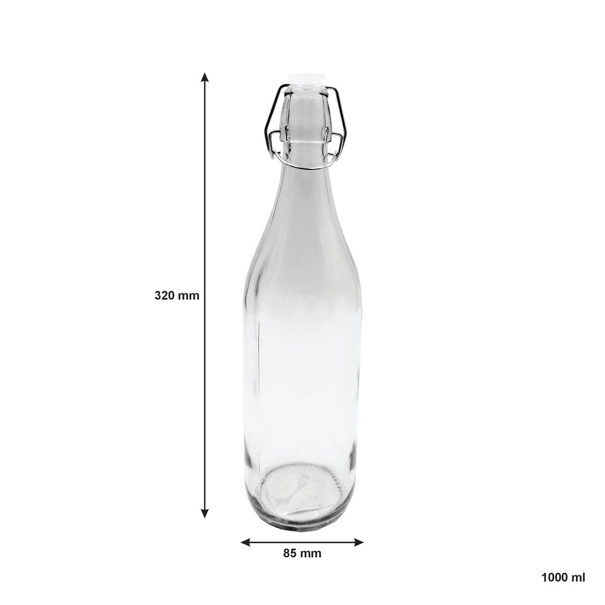 REGENT GLASS BOTTLE WITH CLIP TOP LID, 1L