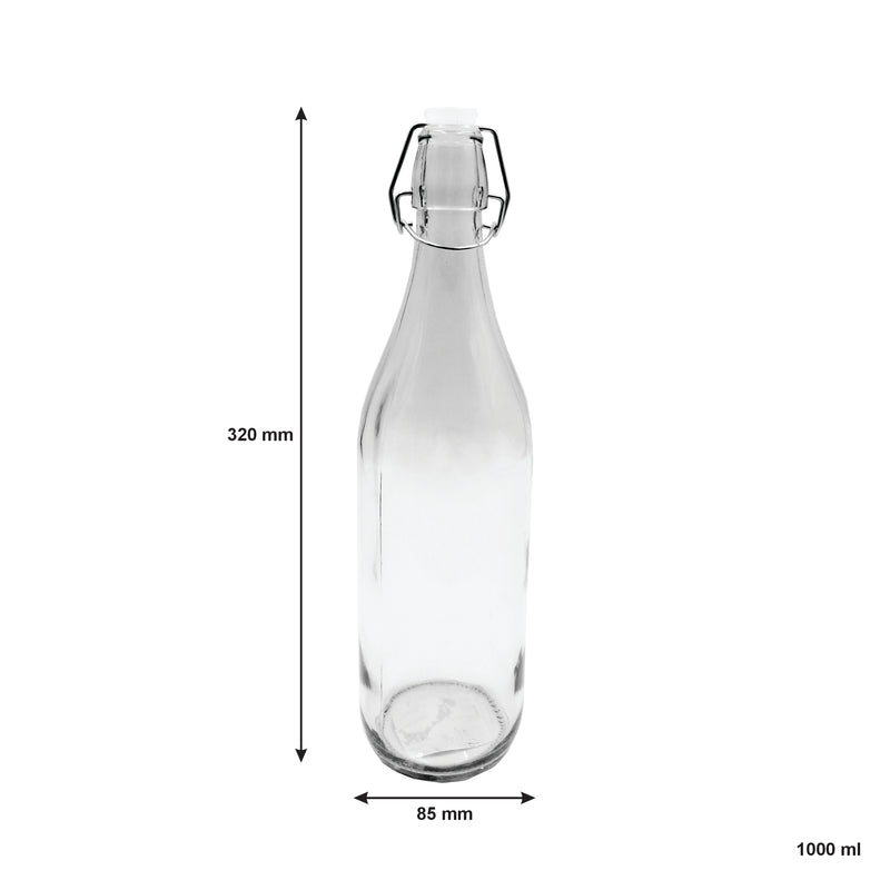 REGENT GLASS BOTTLE WITH CLIP TOP LID, 1LT