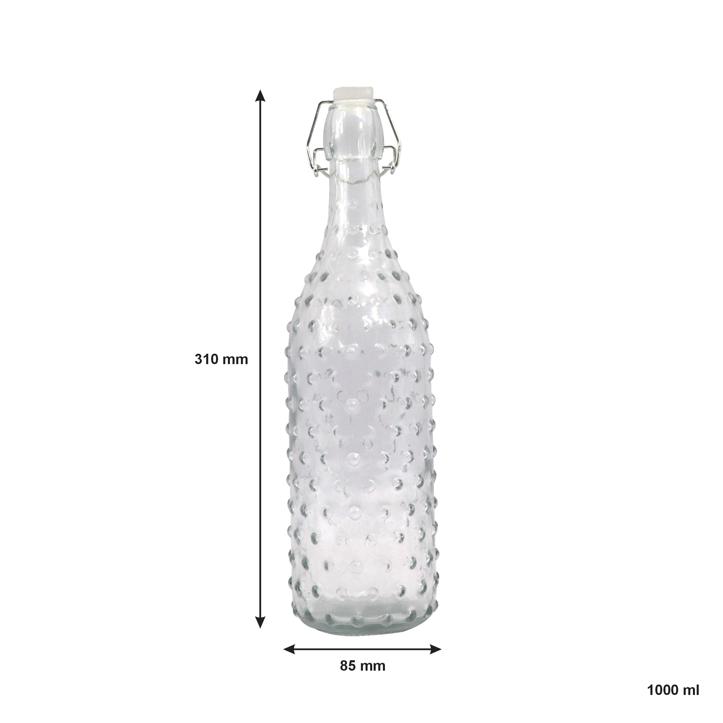 REGENT GLASS HOBNAIL BOTTLE WITH CLIP TOP LID, 1L