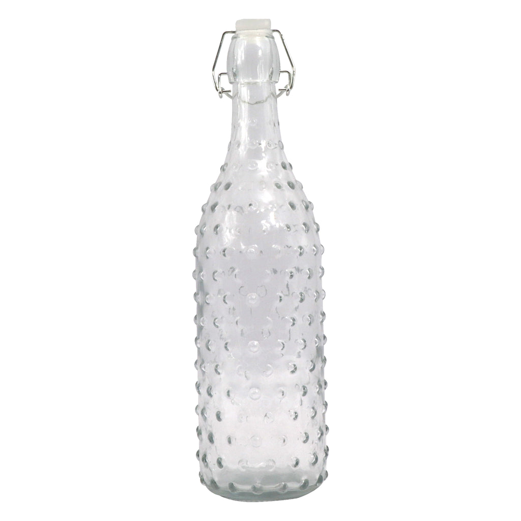 REGENT GLASS HOBNAIL BOTTLE WITH CLIP TOP LID, 1L