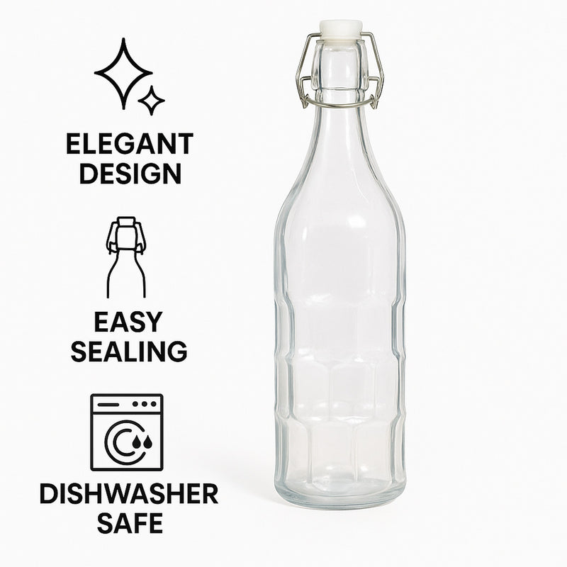 REGENT GLASS MORESCA BOTTLE WITH CLIP TOP LID, 1L