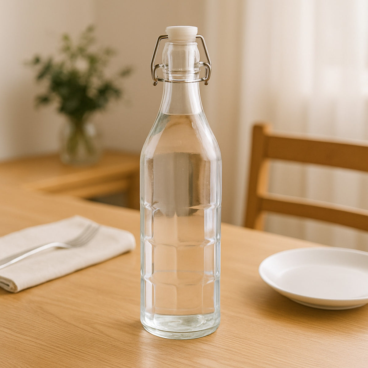 REGENT GLASS MORESCA BOTTLE WITH CLIP TOP LID, 1L