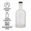 REGENT GLASS GIN BOTTLE WITH BLACK STOPPER, 750ML