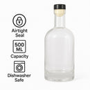 REGENT GLASS GIN BOTTLE WITH BLACK STOPPER, 500ML