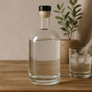 REGENT GLASS GIN BOTTLE WITH BLACK STOPPER, 500ML