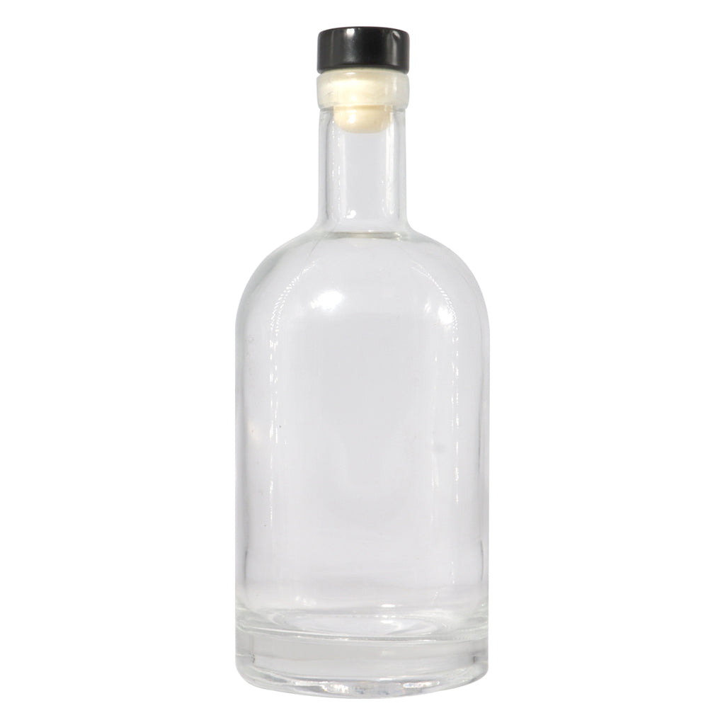 REGENT GLASS GIN BOTTLE WITH BLACK STOPPER, 500ML