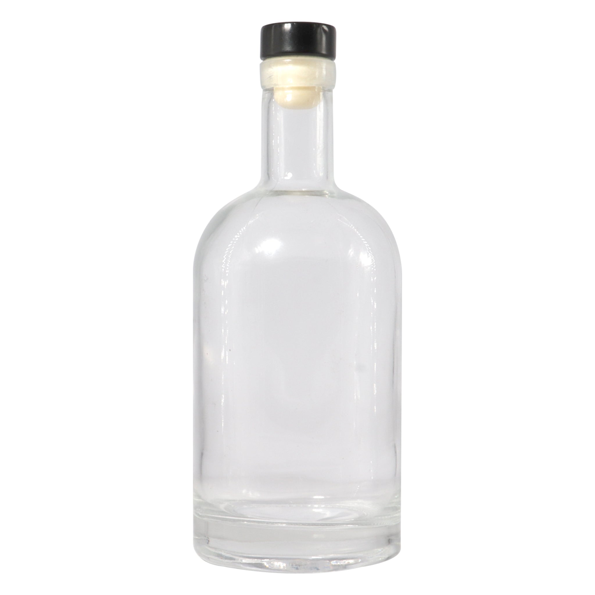 REGENT GLASS GIN BOTTLE WITH BLACK STOPPER, 500ML