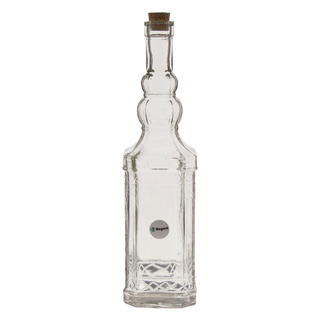 REGENT GLASS VINTAGE STYLE CLASSIC EMBOSSED BOTTLE WITH CORK LID, 1LT (305X75X75MM)