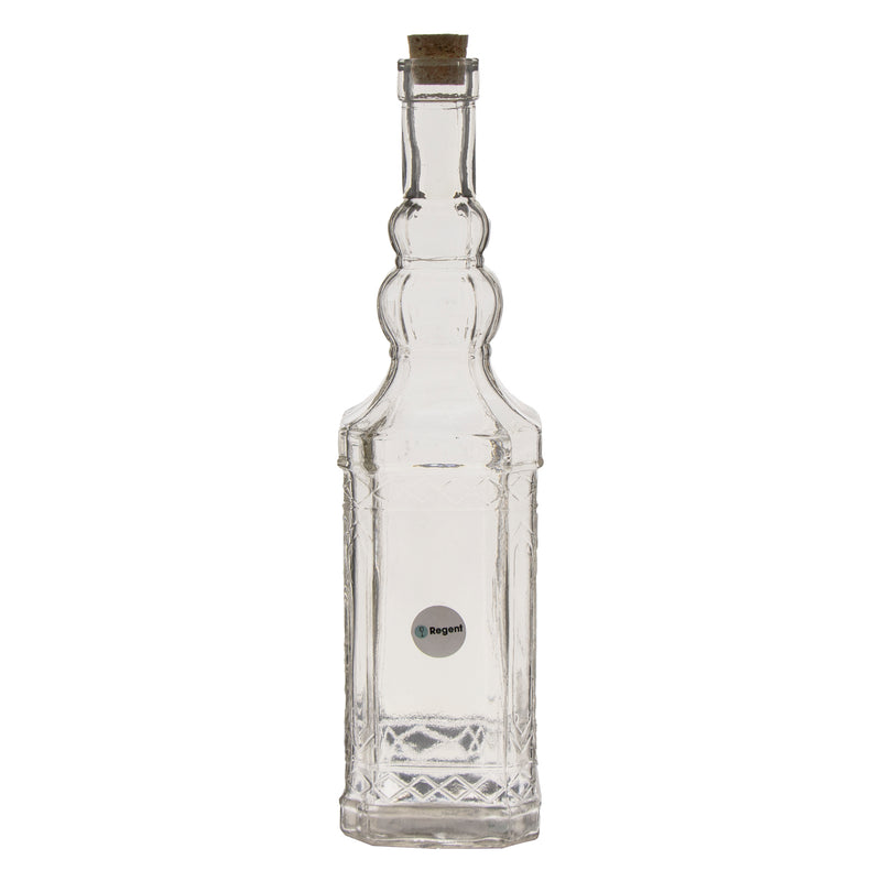 REGENT GLASS VINTAGE STYLE CLASSIC EMBOSSED BOTTLE WITH CORK LID, 1LT (305X75X75MM)
