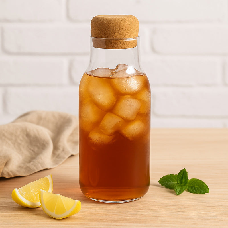 REGENT BOROSILICATE GLASS CARAFE WITH CORK STOPPER, 650ML