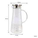 REGENT BOROSILICATE GLASS WATER JUG WITH HANDLE AND ST STEEL LID, 1.35LT (265X160X115MM DIA)