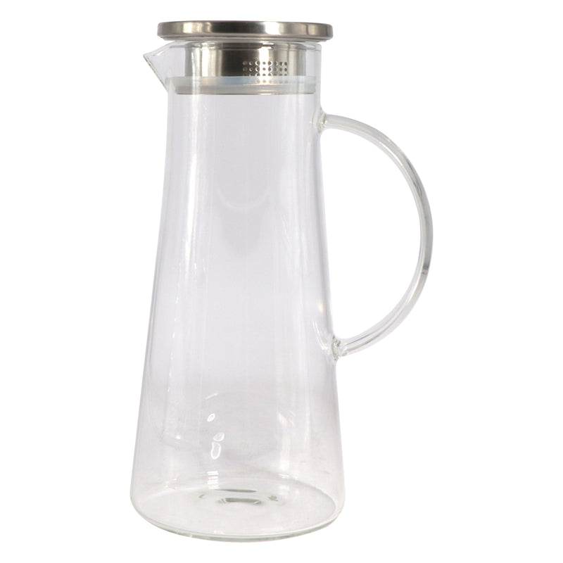 REGENT BOROSILICATE GLASS WATER JUG WITH HANDLE AND ST STEEL LID, 1.35LT (265X160X115MM DIA)