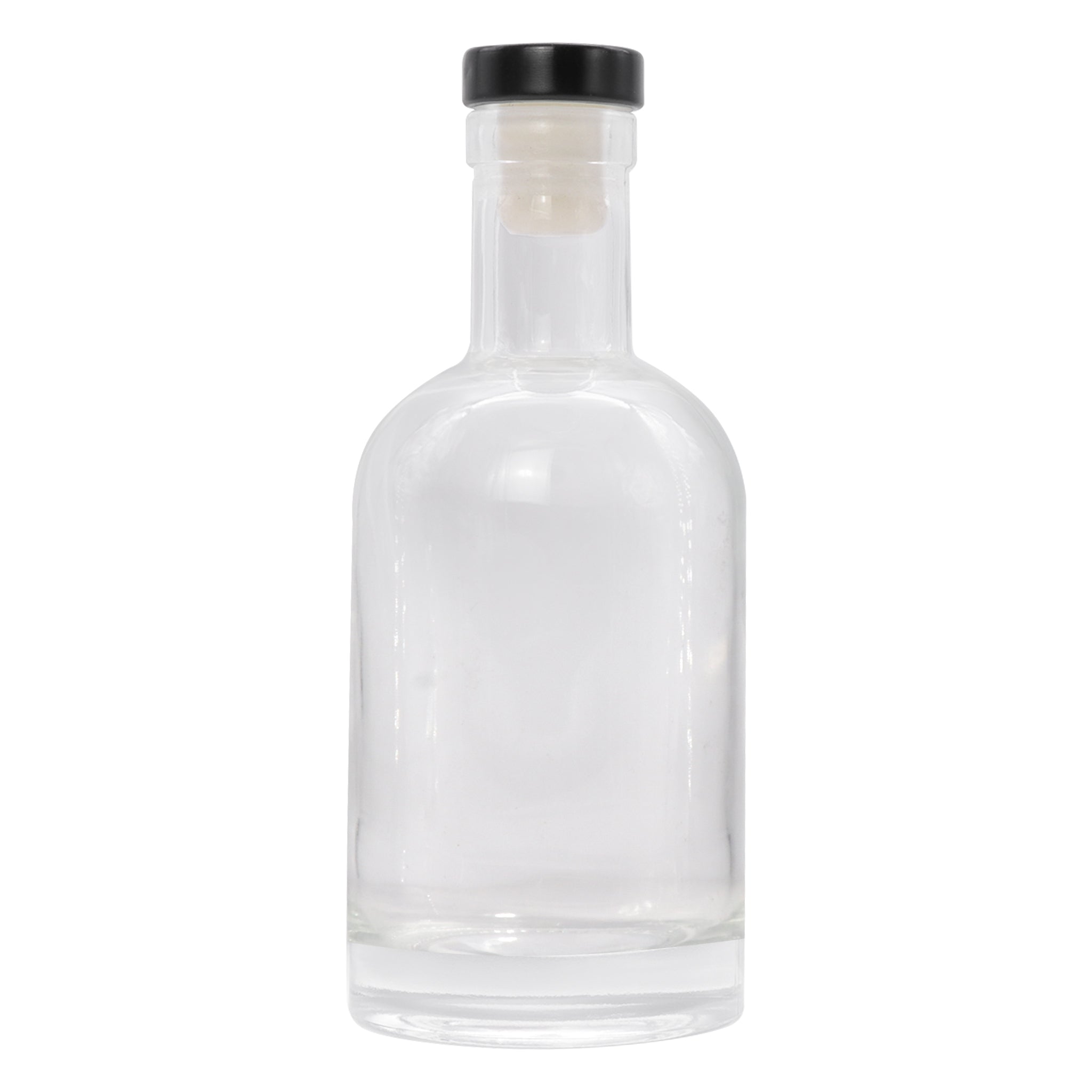 REGENT GLASS GIN BOTTLE WITH BLACK STOPPER, 200ML