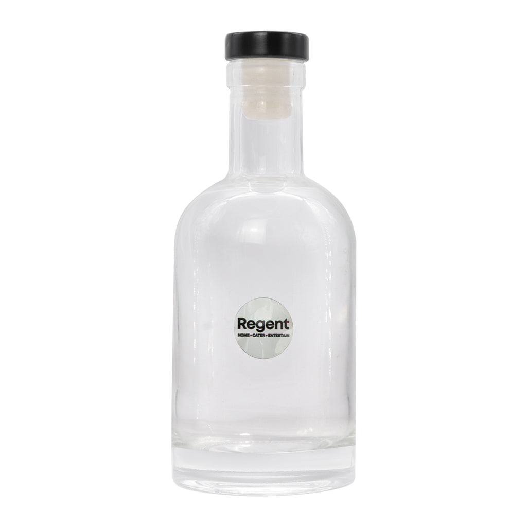 REGENT GLASS GIN BOTTLE WITH BLACK STOPPER, 200ML
