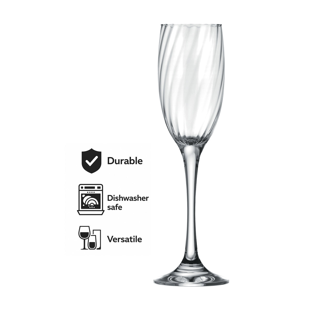 NADIR RAVENA STEMMED CHAMPAGNE FLUTE, 190ML