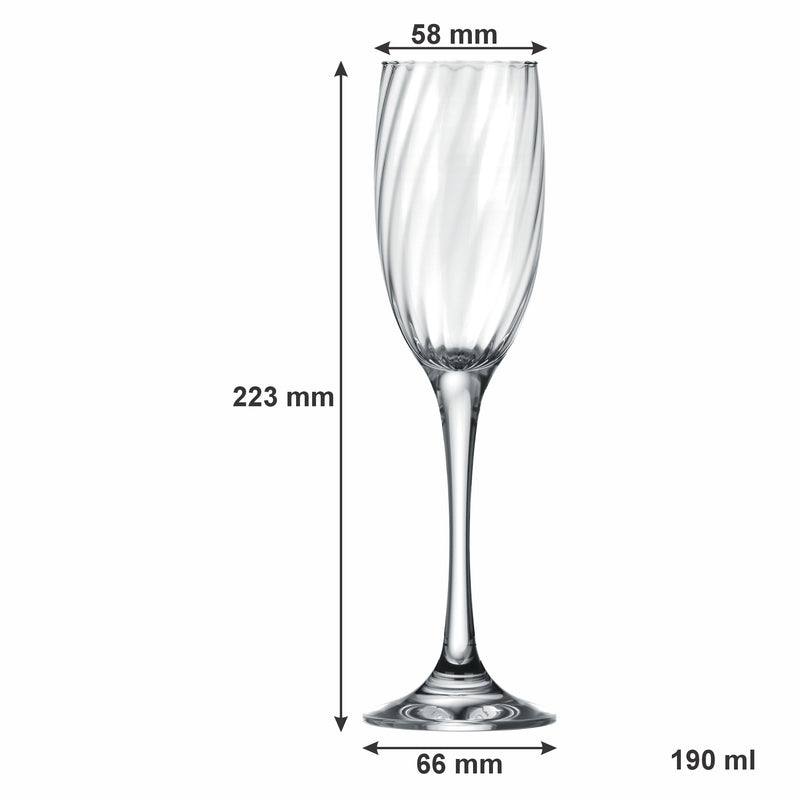 NADIR RAVENA STEMMED CHAMPAGNE FLUTE, (190ML)
