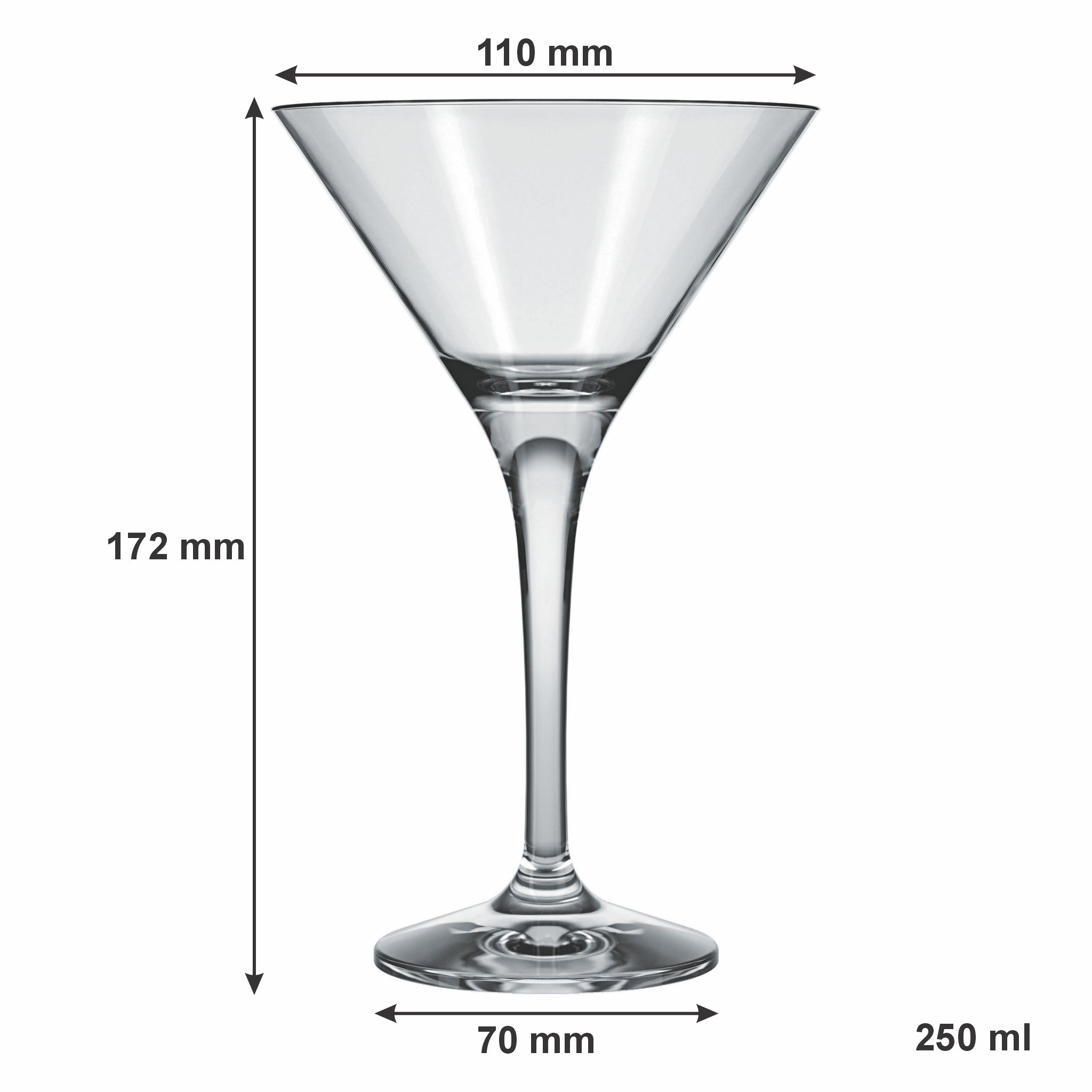 NADIR STEMMED MARTINI GLASS, 250ML