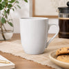REGENT WHITE COFFEE MUGS 4PCS ON A BLACK POWDER COATED TREE STAND, 330ML