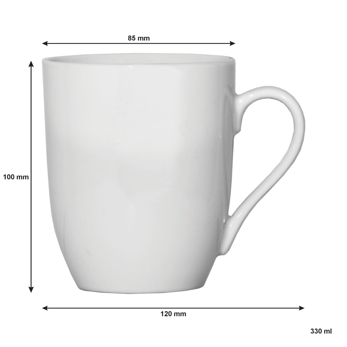 REGENT WHITE COFFEE MUGS 4PCS ON A BLACK POWDER COATED TREE STAND, 330ML
