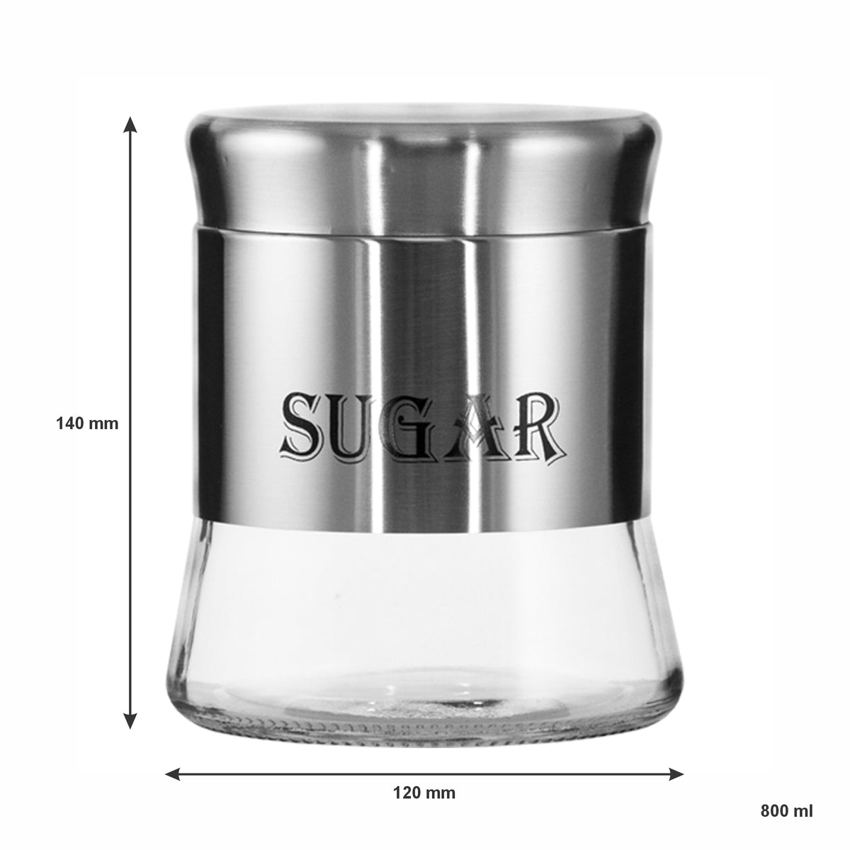 REGENT ROUND GLASS CANISTERS (T, C, S) WITH ST.STEEL COVERS 3PCS SET, 800ML