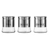 REGENT ROUND GLASS CANISTERS (T, C, S) WITH ST.STEEL COVERS 3PCS SET, 800ML