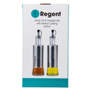 REGENT GLASS OIL & VINEGAR BOTTLES WITH ST STEEL COVERS 2 PIECE SET, 300ML (65MM DIAX245MM)