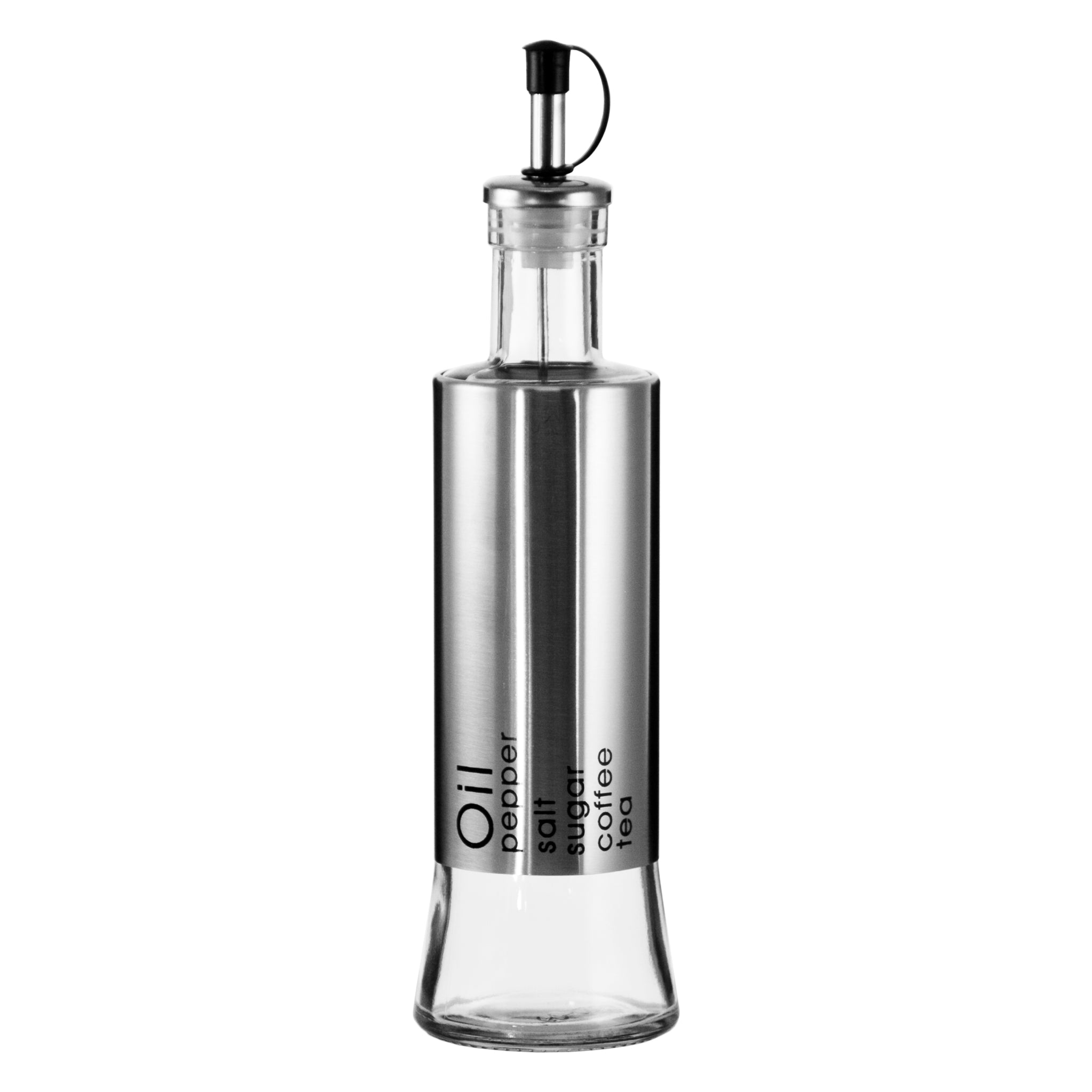 REGENT GLASS OIL & VINEGAR BOTTLES WITH ST STEEL COVERS 2PCS SET, 300ML