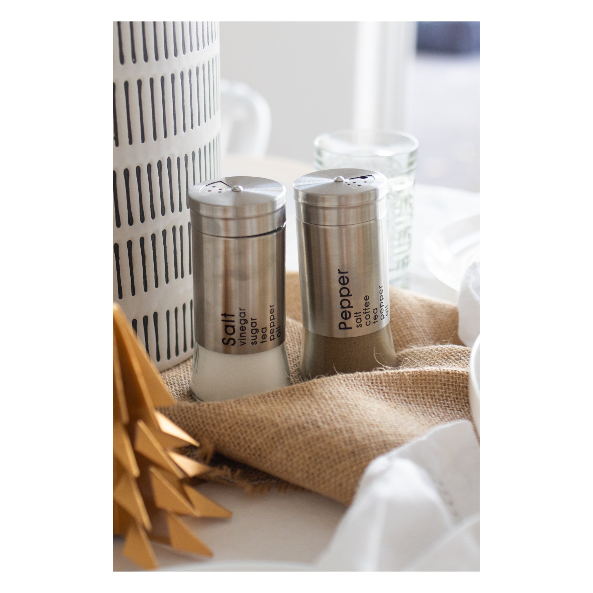 REGENT GLASS SALT & PEPPER SHAKERS WITH ST.STEEL COVERS 2PCS SET, 125ML