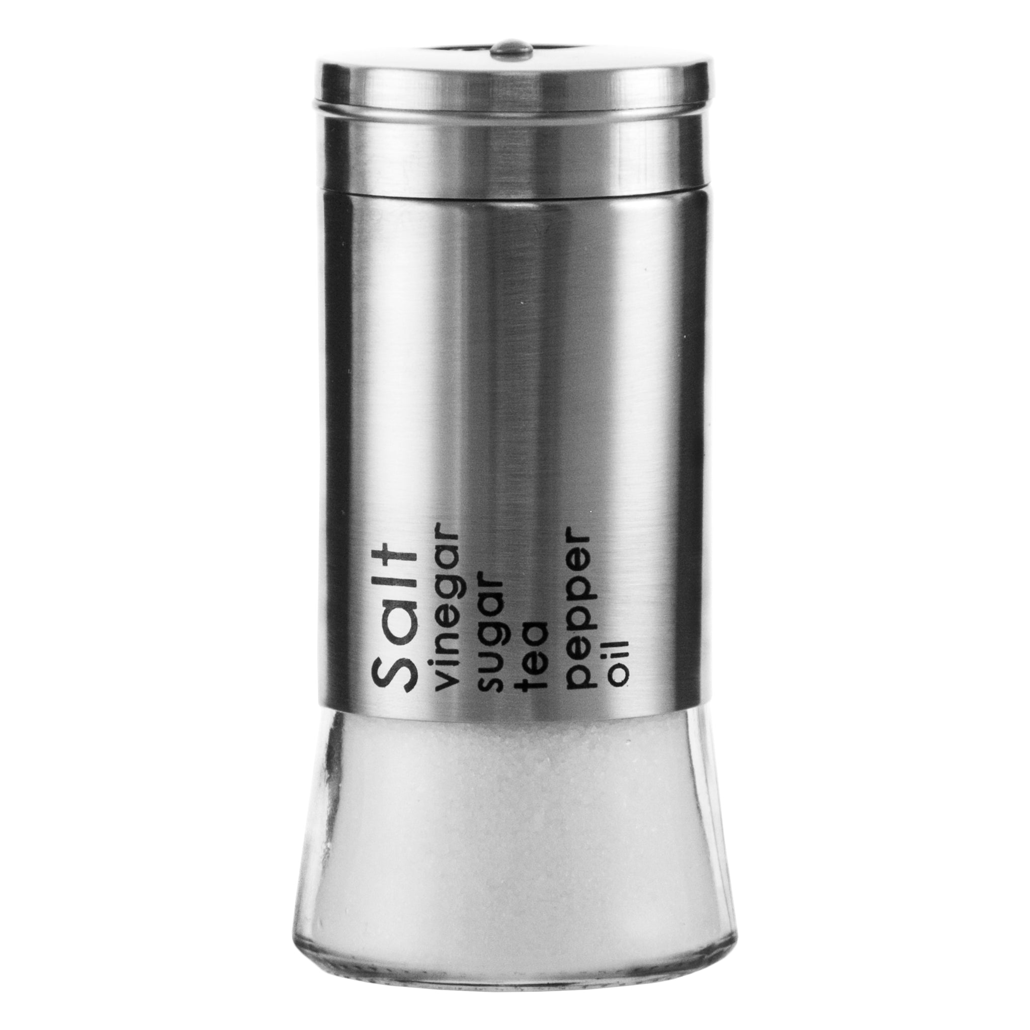 REGENT GLASS SALT & PEPPER SHAKERS WITH ST.STEEL COVERS 2PCS SET, 125ML