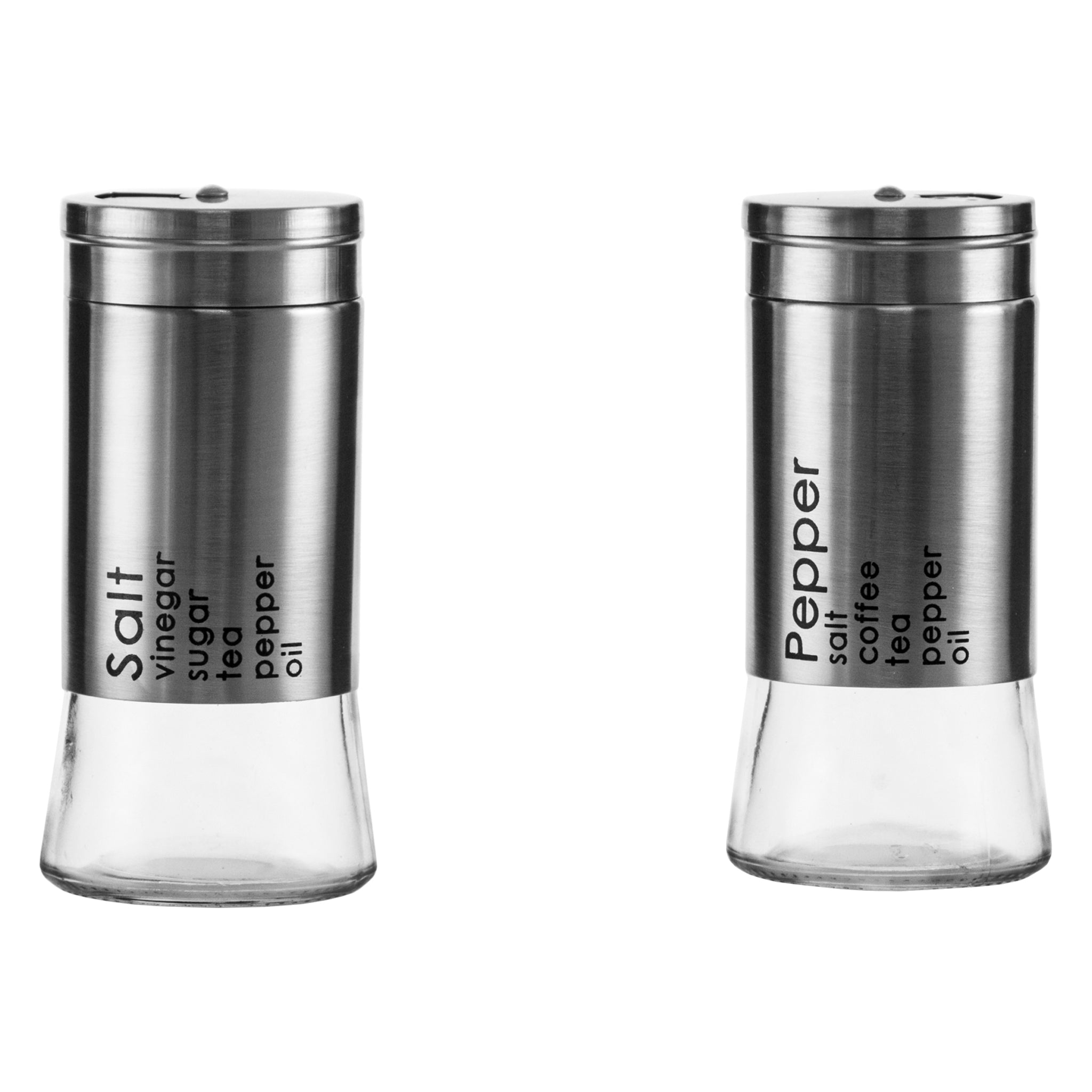 REGENT GLASS SALT & PEPPER SHAKERS WITH ST.STEEL COVERS 2PCS SET, 125ML