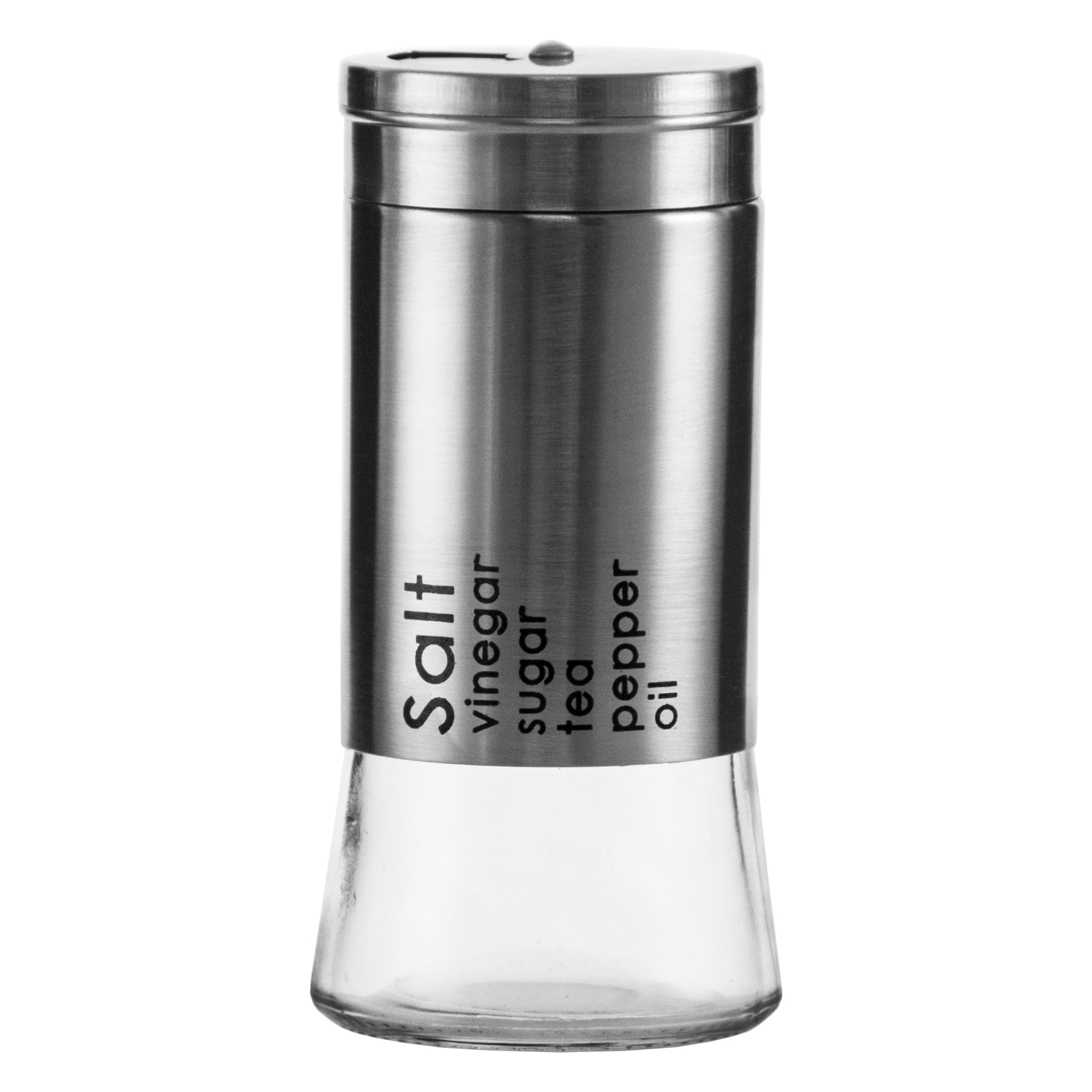 REGENT GLASS SALT & PEPPER SHAKERS WITH ST.STEEL COVERS 2PCS SET, 125ML