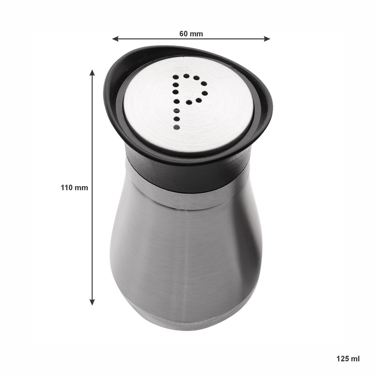 REGENT GLASS SALT & PEPPER SHAKERS WITH ST STEEL COVERS 2PCS SET, 125ML