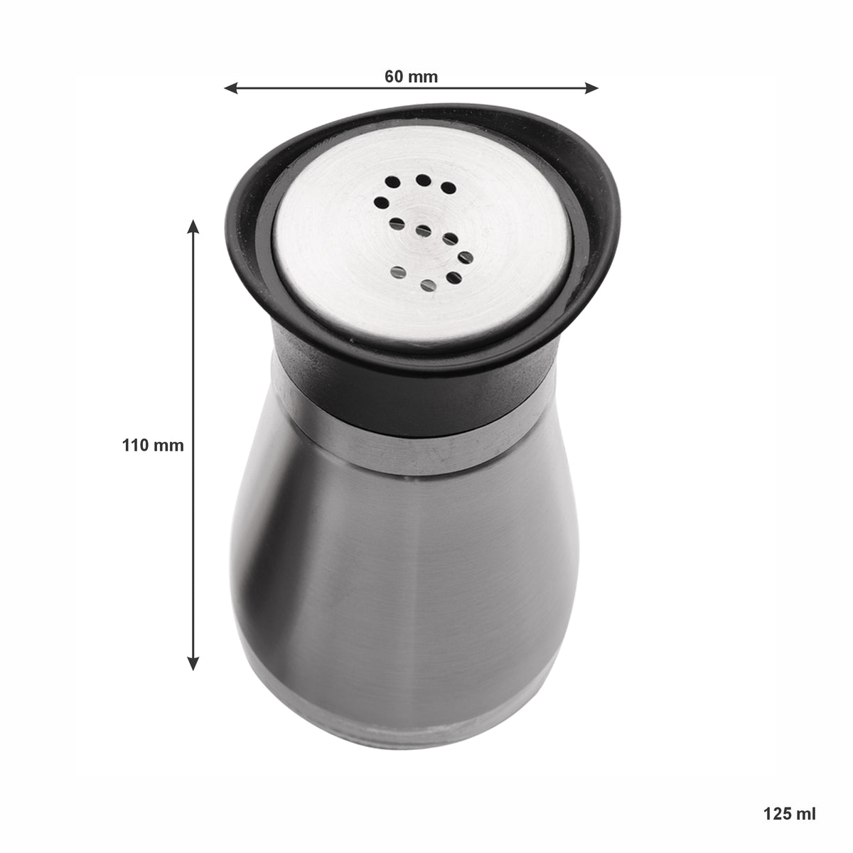 REGENT GLASS SALT & PEPPER SHAKERS WITH ST STEEL COVERS 2PCS SET, 125ML