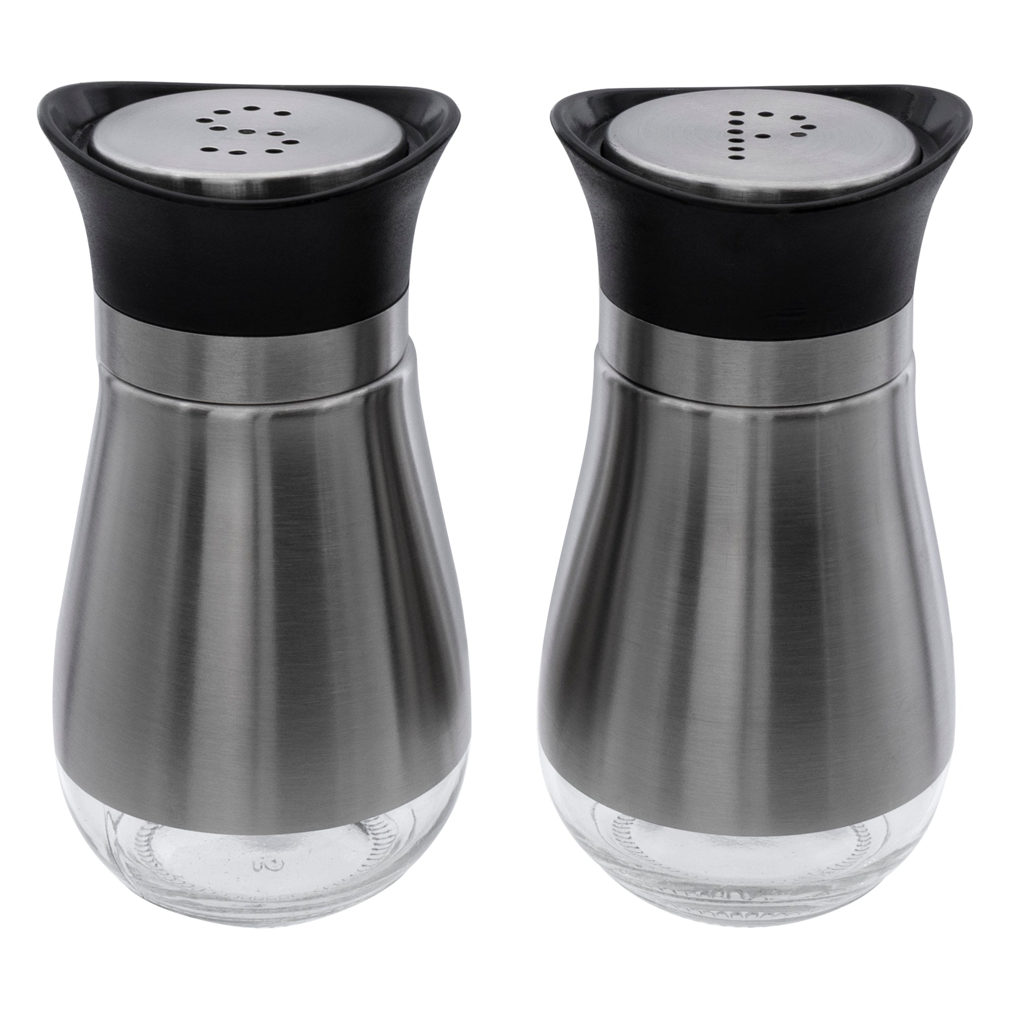 REGENT GLASS SALT & PEPPER SHAKERS WITH ST STEEL COVERS 2PCS SET, 125ML