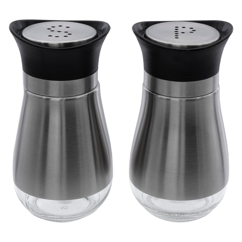 REGENT GLASS SALT & PEPPER SET WITH ST STEEL COVERS 2 PIECES, 125ML (55MMDIAX110MM)