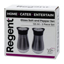 REGENT GLASS SALT & PEPPER SET WITH ST STEEL COVERS 2PK SET, 125ML